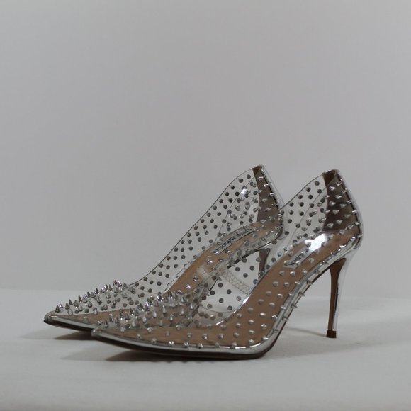 Steve Madden Luiza Clear Studded Pointed Toe Pump - Picture 1 of 5